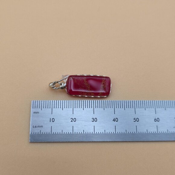 Sterling Silver Handmade Red Glass Dangle Earrings A5234 - Picture 4 of 5